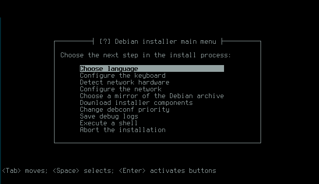 Debian GNU/Linux installer screen